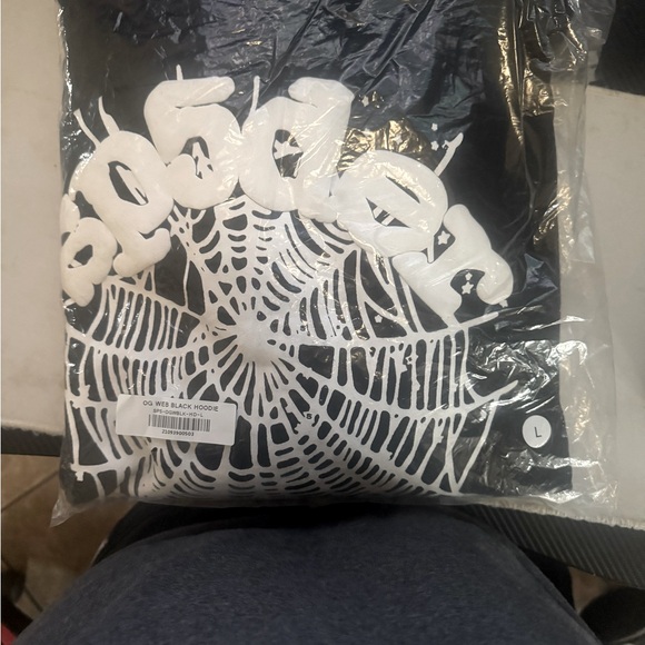 Spyder Black Hoodie with White Spider Web Design
